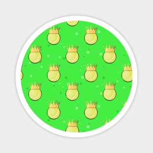 King Tennis - Seamless Pattern on Green Background Magnet